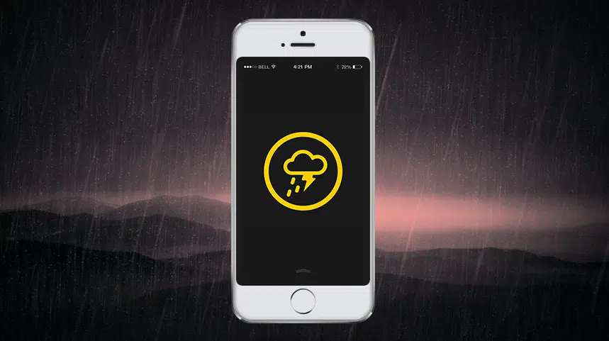 Weather Alert in the screen of a smartphone