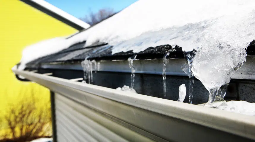 Roof with snow ice