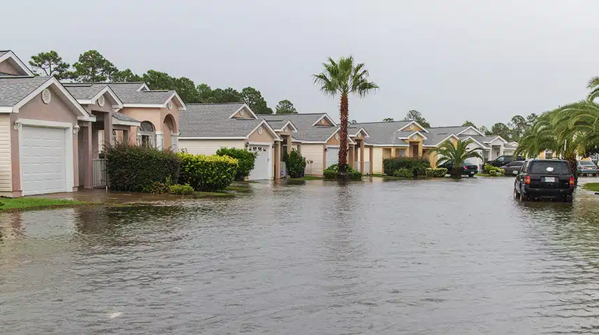 Damaged Houses caused by severe flooding.