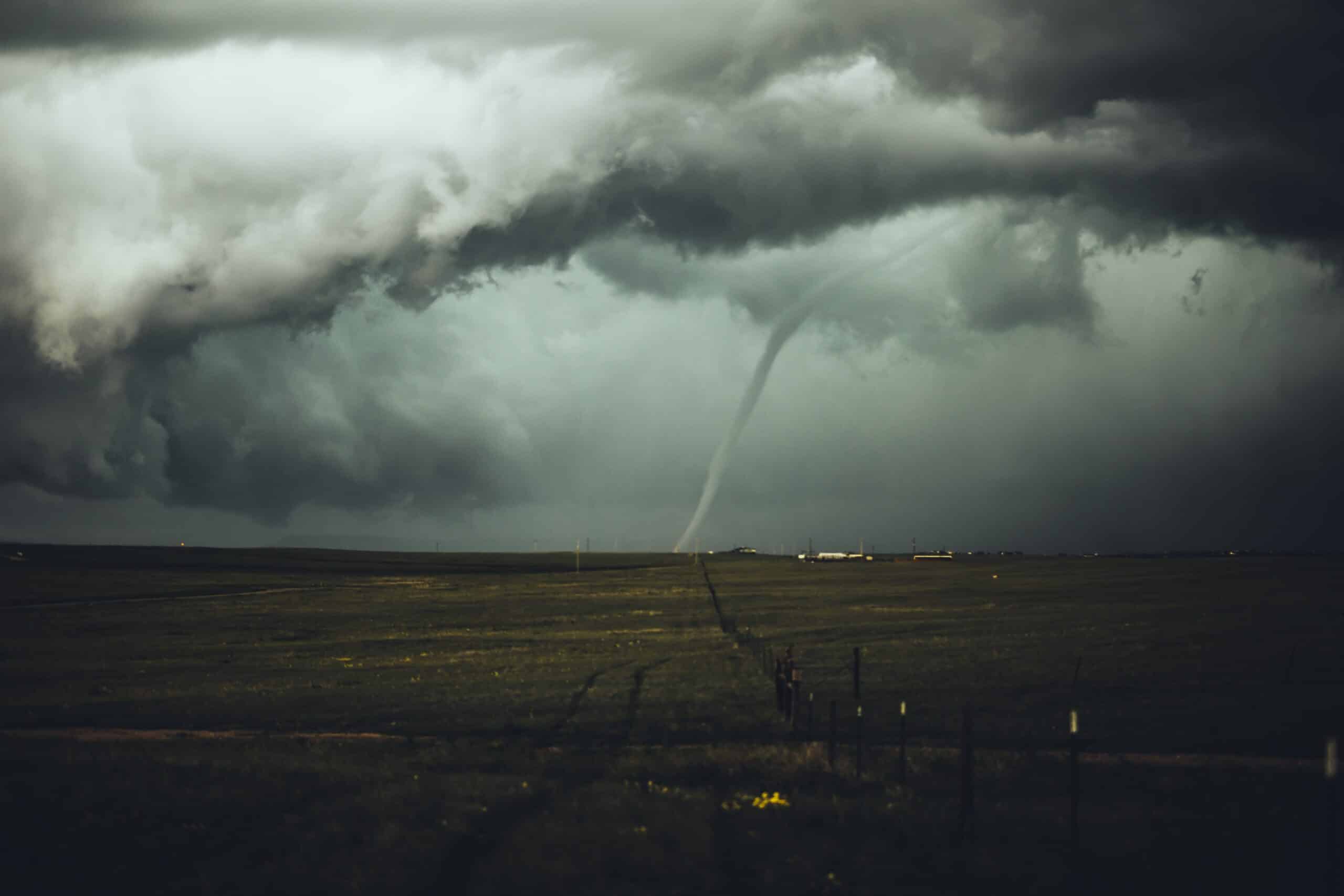 Tornado in an empty field