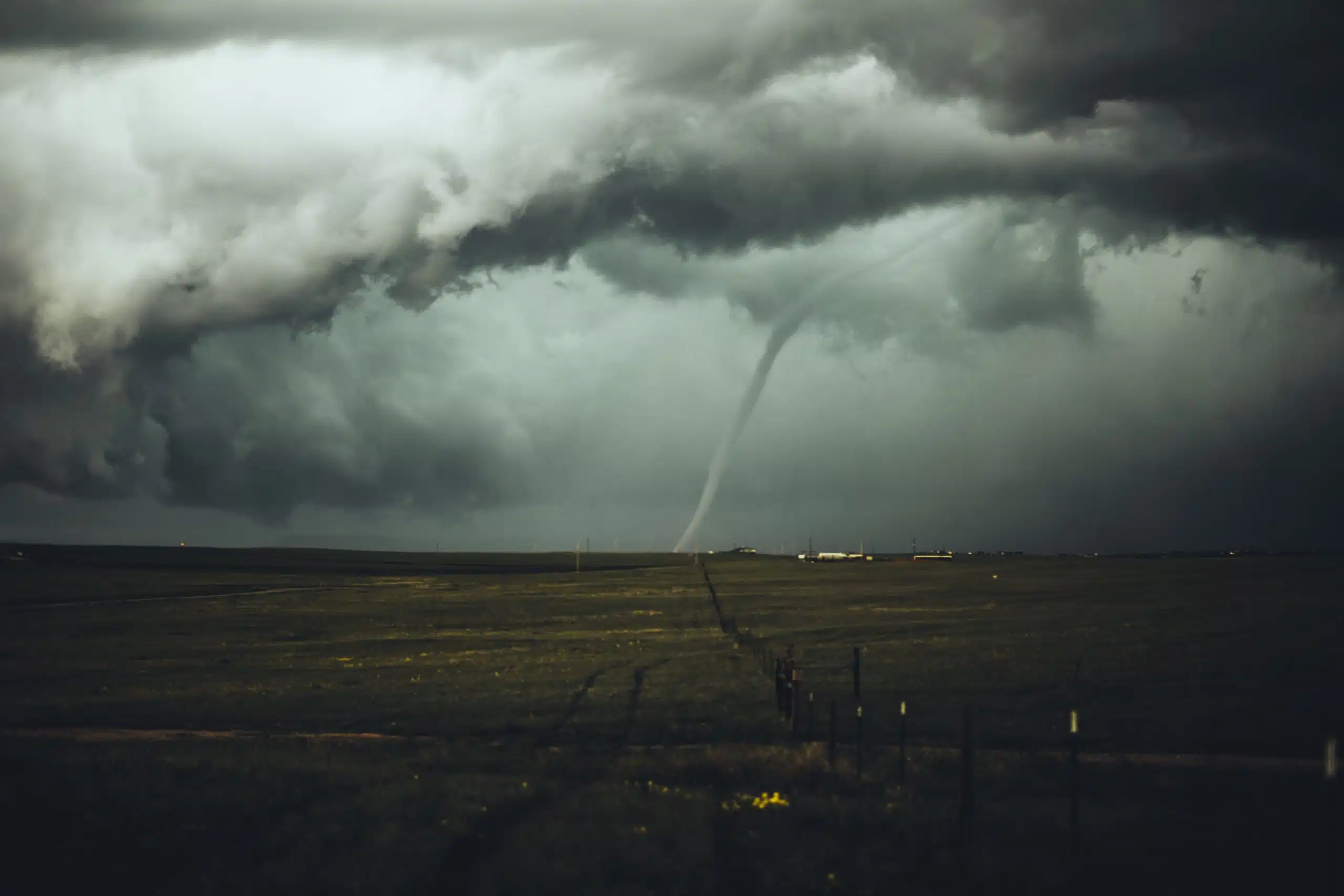 Tornado in an empty field