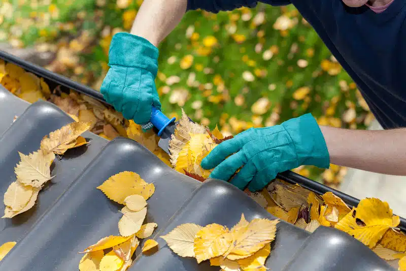 man doing a gutter cleaning