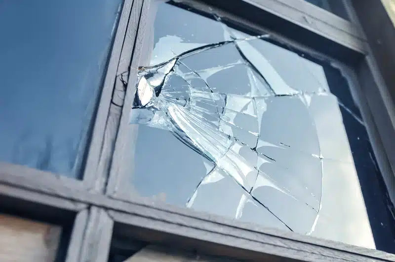 Window with broken glass