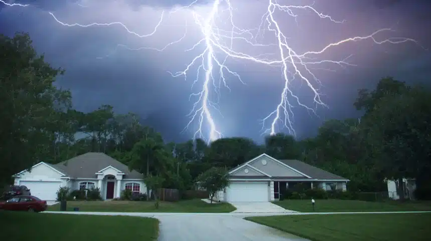 An image of lightning in a house