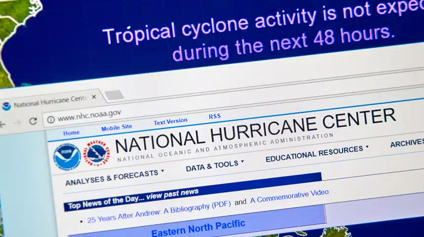 National Hurricane Center Data App on the screen