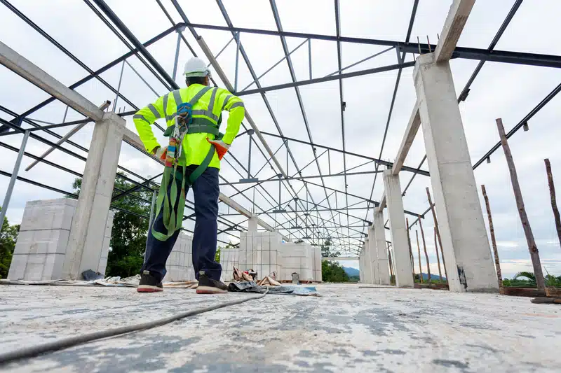 Worker working on a commercial roofing