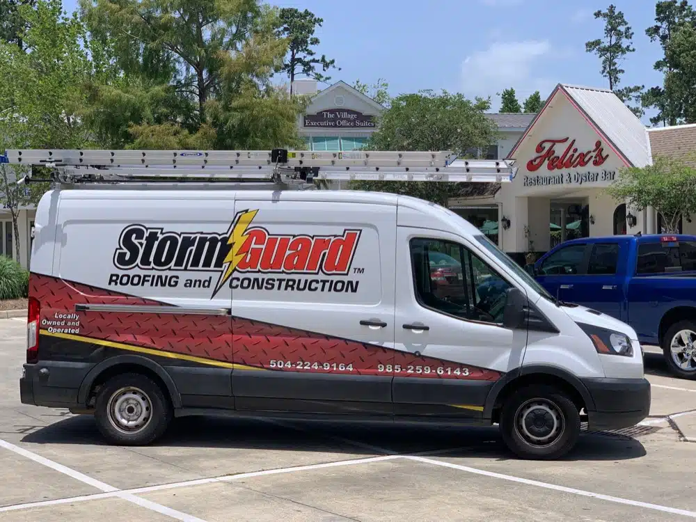 Van of stormguard commercial roof replacement experts in Sliddell A