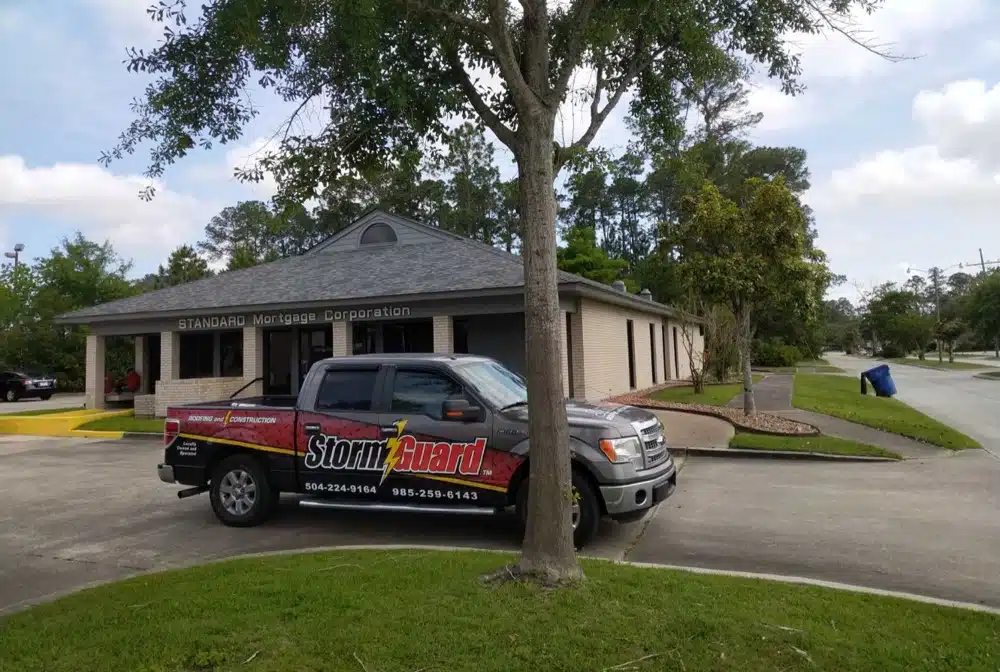 Stormguard truck parked for commercial repair service  in slidell LA