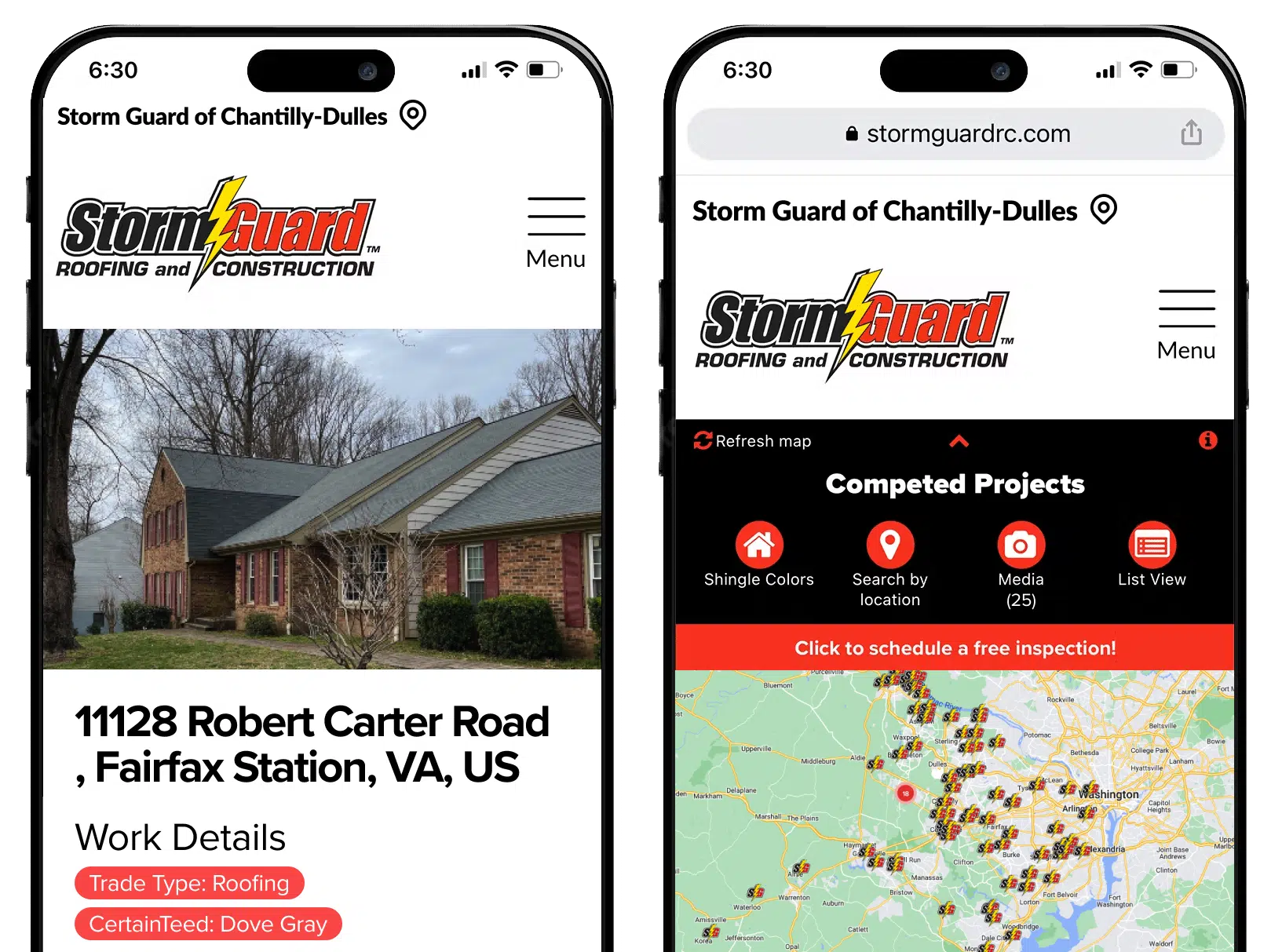 Storm Guard of Chantilly-Dulles roofing projects sample