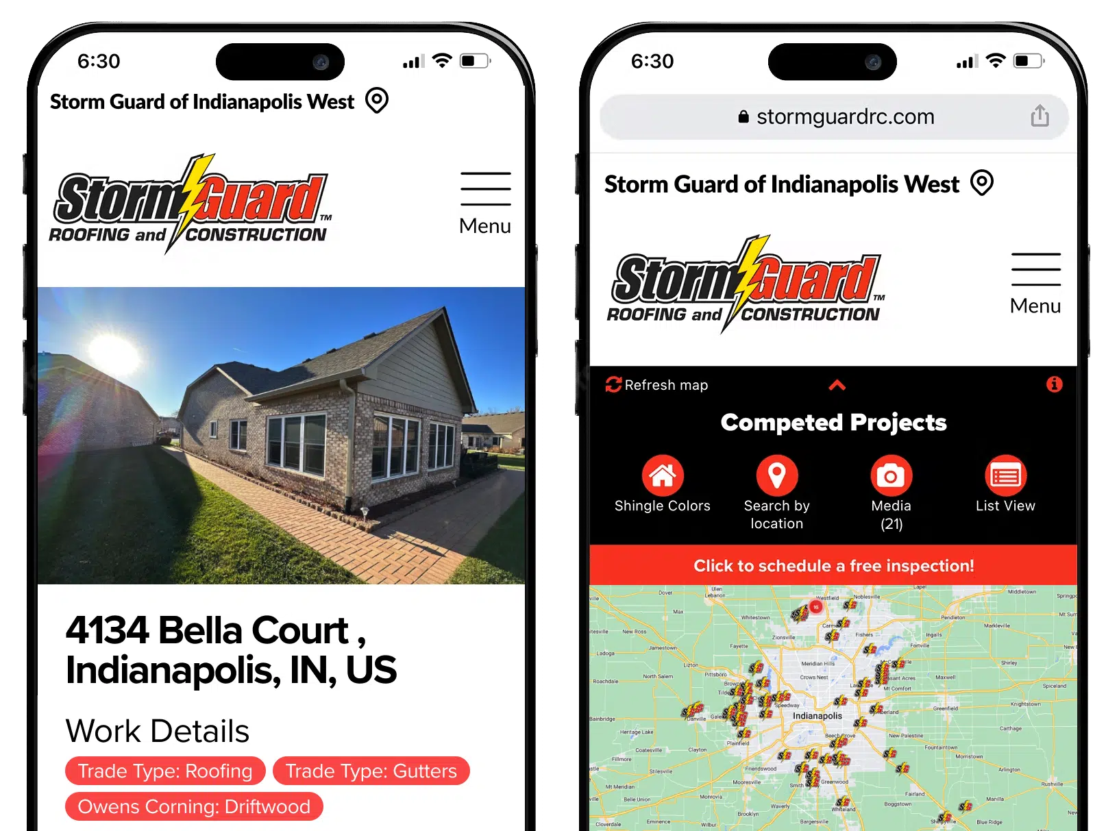 Storm Guard of Indianapolis West, IN roofing projects sample