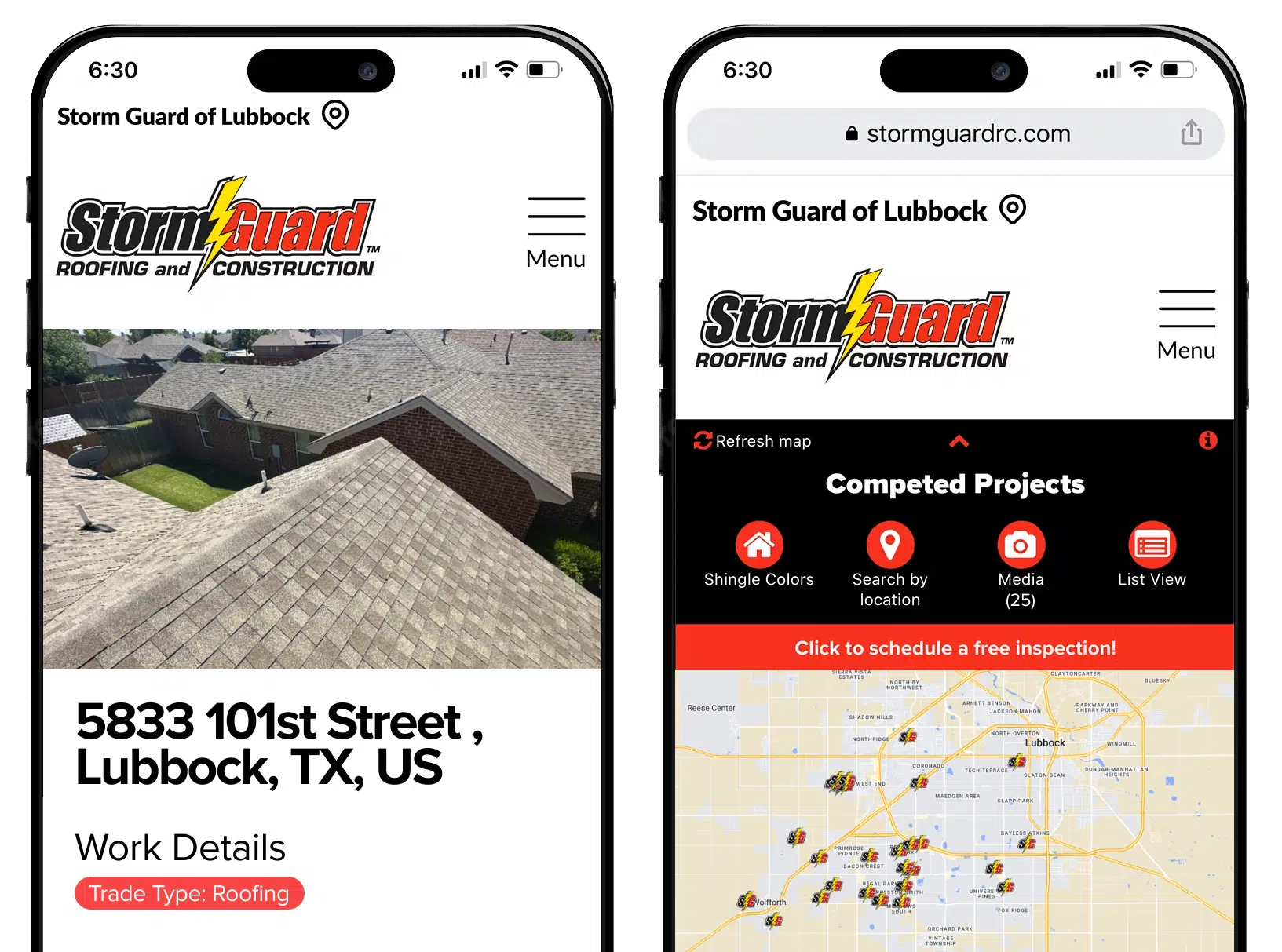 Storm Guard of Lubbock, TX roofing projects