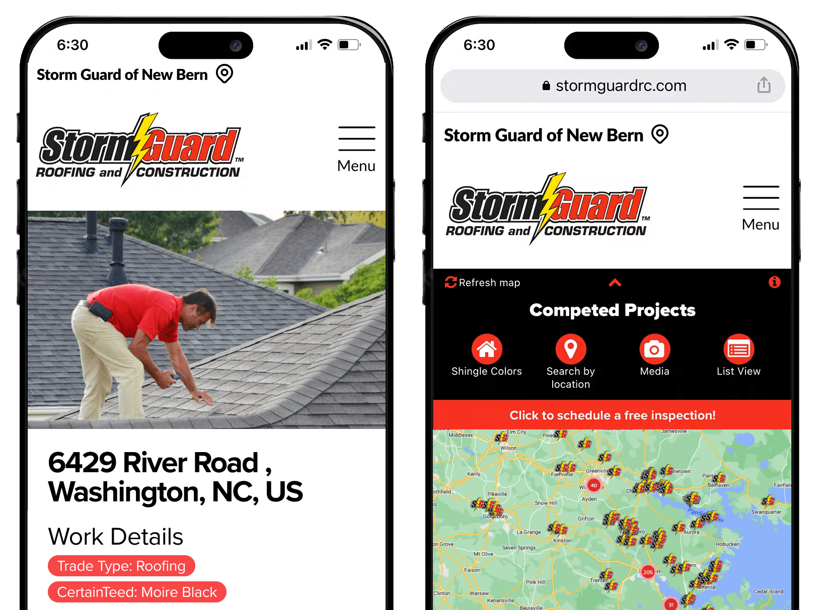 Storm Guard of New Bern, NC roofing projects sample