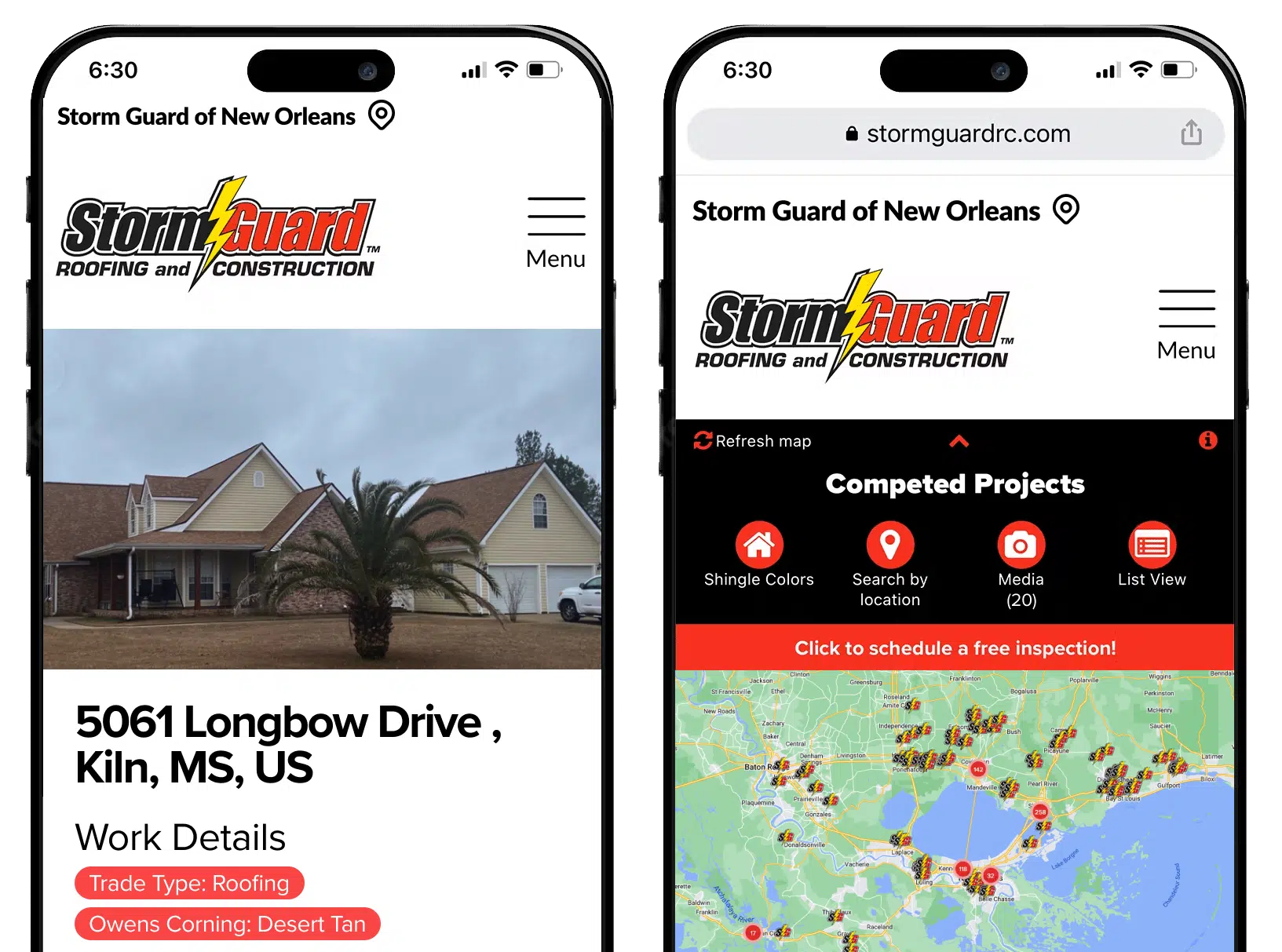 Storm Guard of New Orleans, LA roofing projects sample