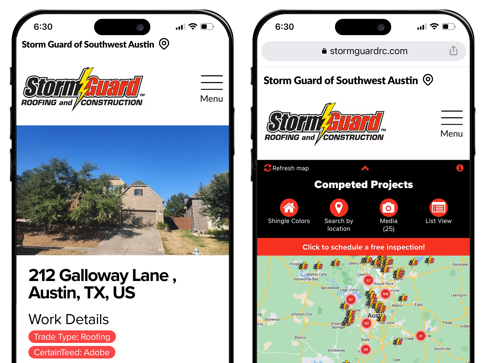 Storm Guard of Austin, TX roofing projects sample