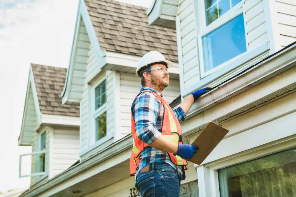 person repairing residential roof