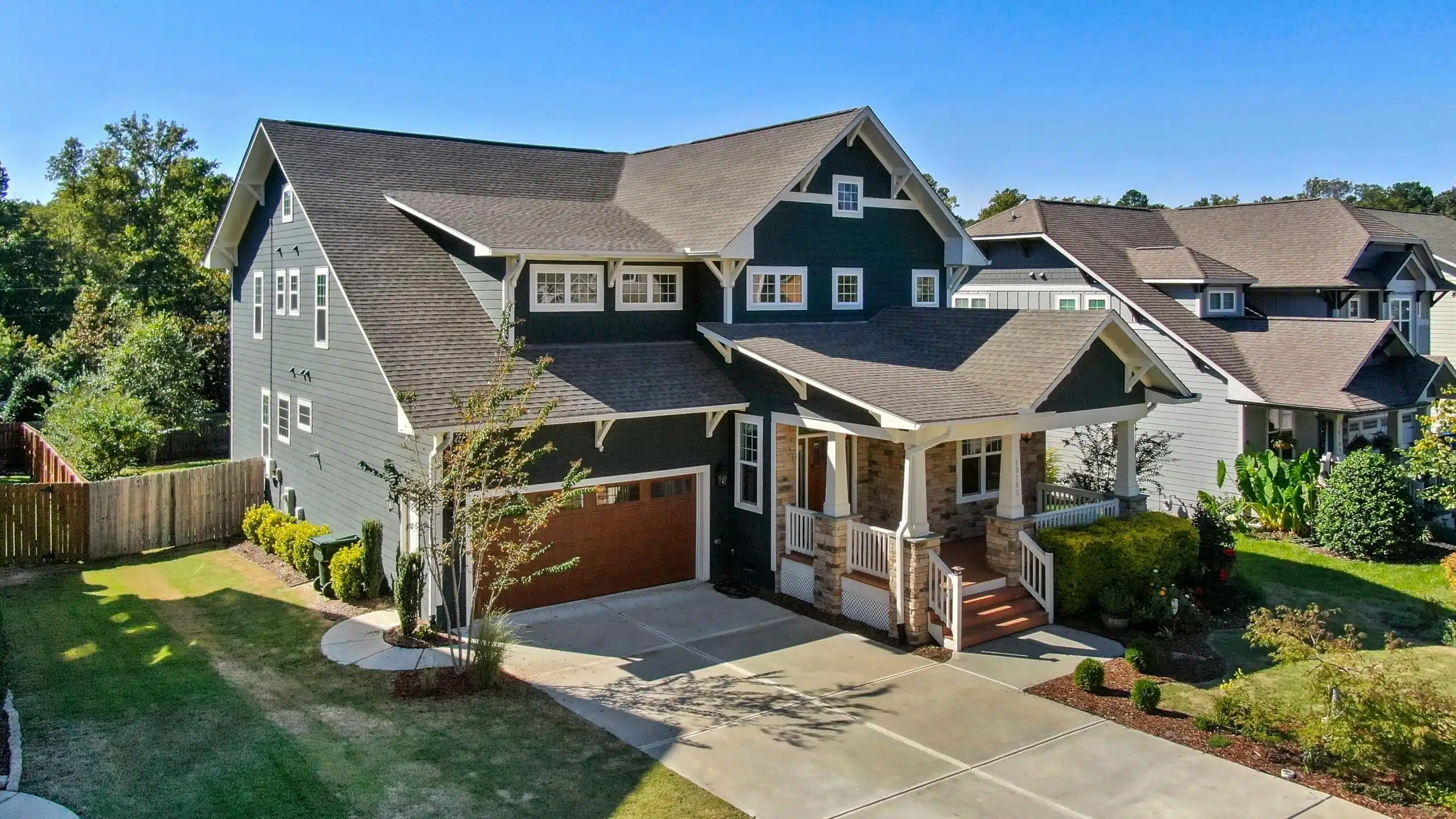 Storm Guard semi-aerial view of residential roof