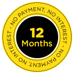 12 months no interest and no payment financing offer badge