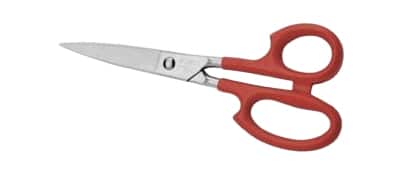 Kitchen scissors with stainless steel blades and red handles